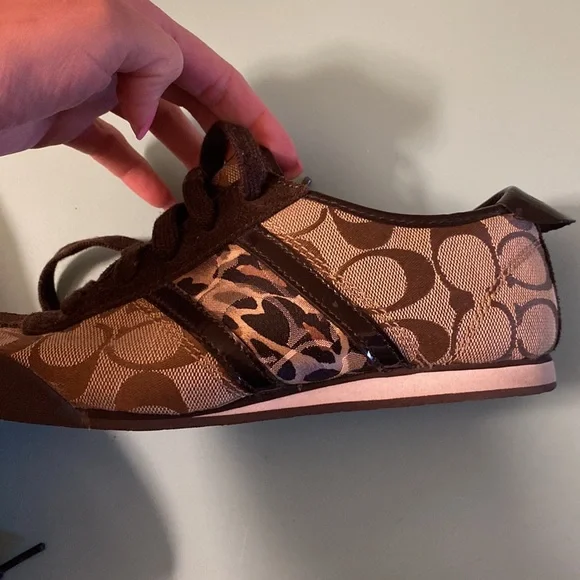 Brown and Tan Leopard Coach Sneakers Size 6 - Picture 5 of 6